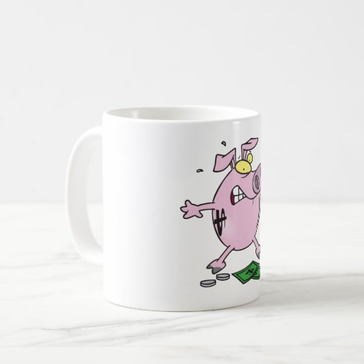 Mug Drôle Cartoon Piggy Bank Perdre de l'argent (Devant gauche)
