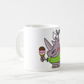 Mug Drôle Cartoon Rhino Manger de la crème glacée mign (Devant gauche)