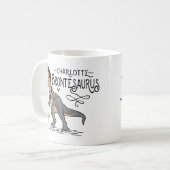 Mug Drôle Charlotte Bronte Saurus Dinosaur Lecteur de  (Devant gauche)