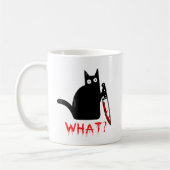 Mug Drôle chat assassin tenant couteau noir chat noir  (Gauche)