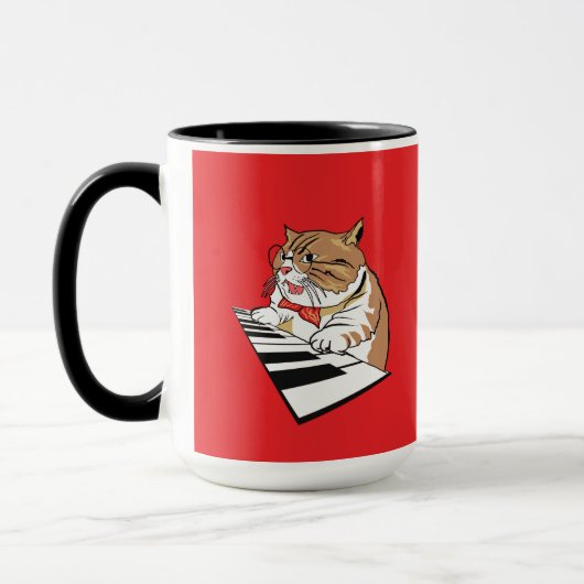 Mug Drôle Chat Classic Jazz Piano Lecteur Clavier (Gauche)