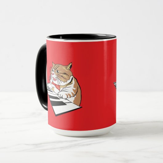Mug Drôle Chat Classic Jazz Piano Lecteur Clavier (Devant gauche)