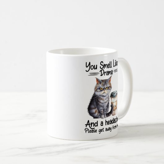 Mug Drôle Chat Grumpy Dit (Devant droit)