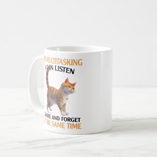 Mug Drôle Chat Multitâche Dire (Devant gauche)