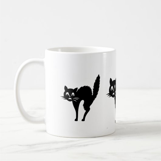 Mug drôle chat noir avec arcade dos pour halloween (Gauche)