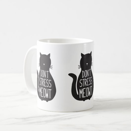 Mug Drôle Chat Noir Ne Stress Pas Meowt (Devant gauche)