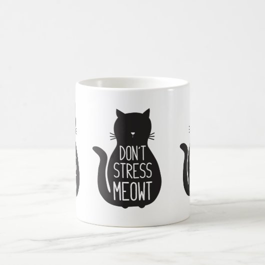 Mug Drôle Chat Noir Ne Stress Pas Meowt (Centre)
