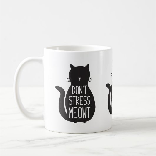 Mug Drôle Chat Noir Ne Stress Pas Meowt (Gauche)