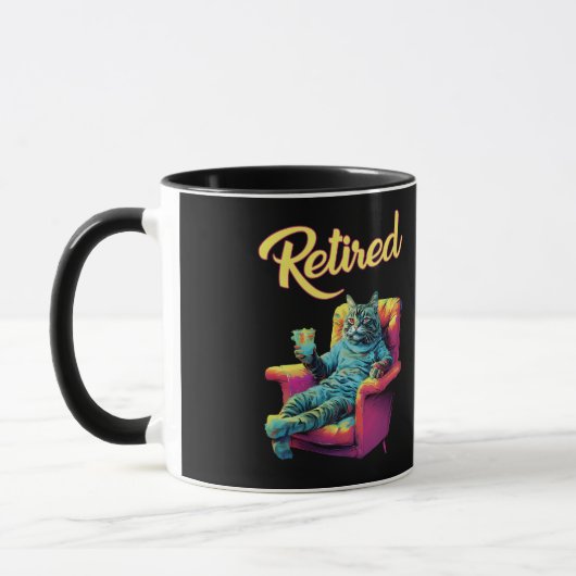 Mug Drôle Chat sur canapé Retraite (Gauche)