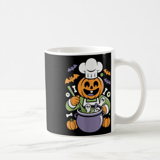 Mug Drôle Chef Citrouille Cuisine Halloween Cauldron D (Droite)