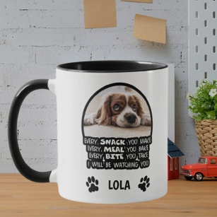 Tasse Givré Drôle chien animal de compagnie photo noir et blan