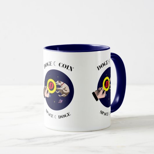 Mug Drôle Chien attrape le chien dans l'espace (Devant droit)