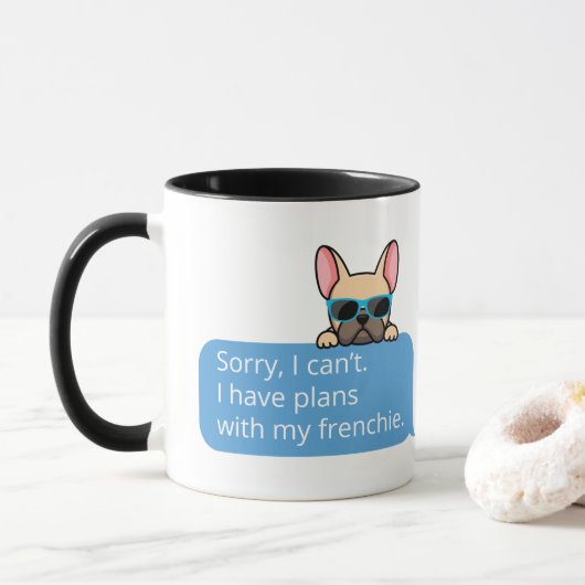 Mug Drôle Chien de taureau français (Avec donut)