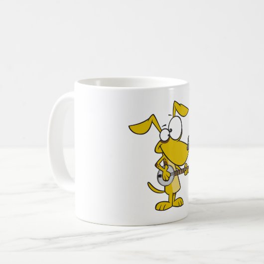 Mug Drôle Chien Jouant Banjo Musique (Devant gauche)