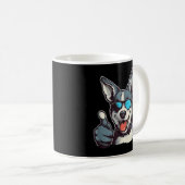 Mug Drôle chien lunettes de soleil avec pouces vers le (Devant droit)
