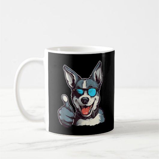 Mug Drôle chien lunettes de soleil avec pouces vers le (Gauche)