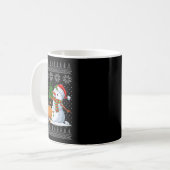 Mug Drôle Chien Pees sur Snowman laide Sweat de Noël X (Devant gauche)