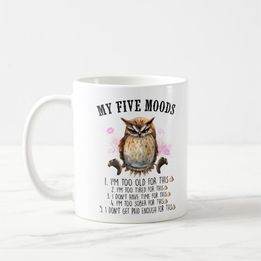 Mug Drôle Chouette Grumpy Dit (Gauche)