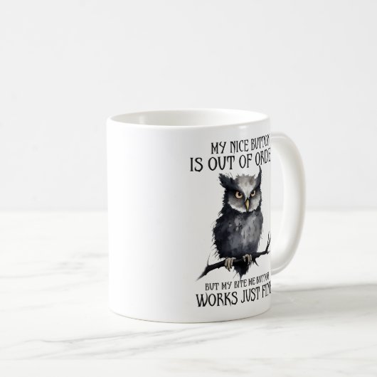 Mug Drôle Chouette Grumpy Dit (Devant droit)