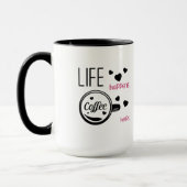 Mug Drôle citation cafétéria addict maman anniversaire (Gauche)