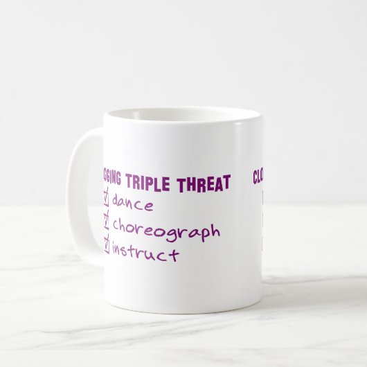 Mug Drôle Clogging Triple Menace Danseurs Clog (Devant gauche)