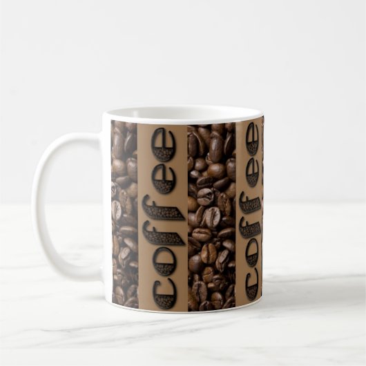 Mug Drôle Coffee Beans Typographie Coffee Log (Gauche)