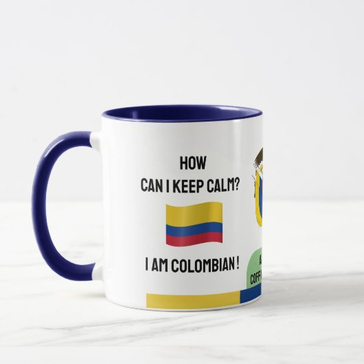 Mug Drôle Colombie garder le texte calme, drapeau colo (Gauche)