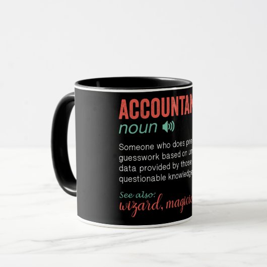 Mug Drôle comptable Définition (Devant gauche)
