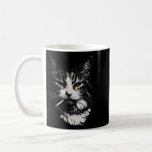 Mug Drôle Cool Chat Fumer Mème Drôle Cat Ga (Gauche)