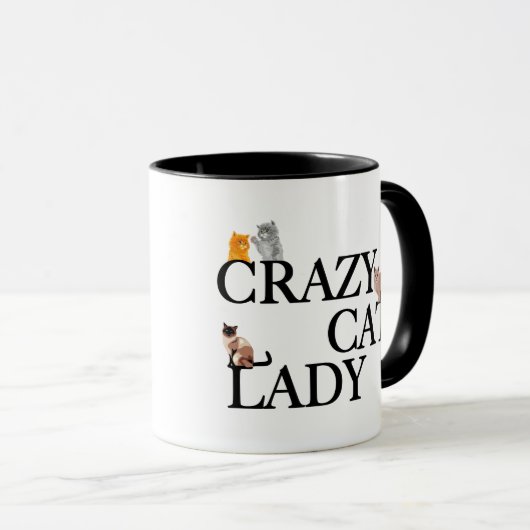 Mug Drôle Crazy Cat Lady (Devant droit)