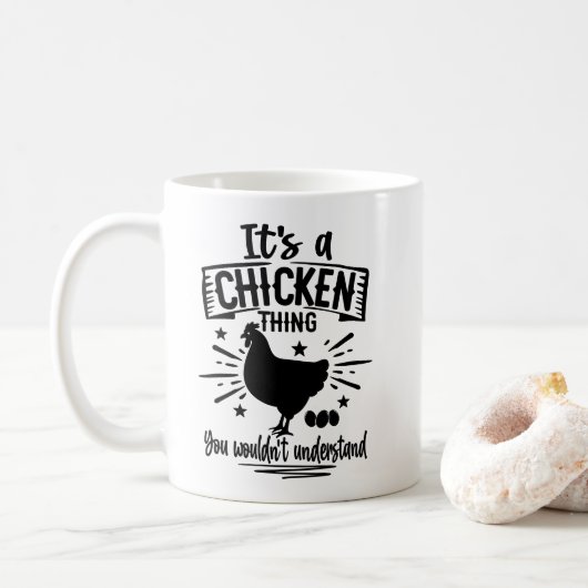 Mug Drôle Crazy Poulets Dons Agricole OEufs de ferme (Avec donut)