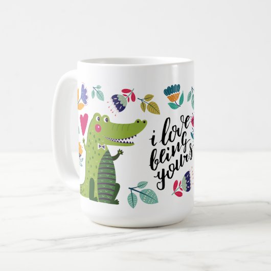 Mug Drôle crocodile Saint Valentin cadeau (Devant gauche)