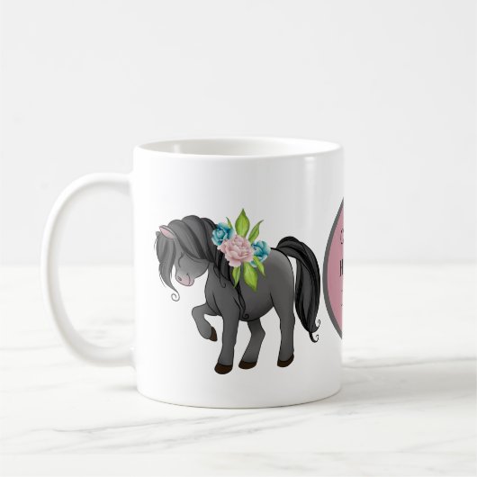 Mug Drôle dame de cheval fou ajouter du texte (Gauche)