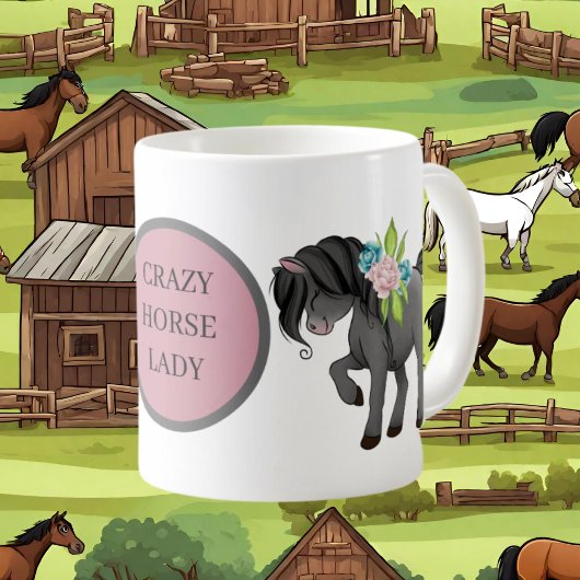 Mug Drôle dame de cheval fou ajouter du texte