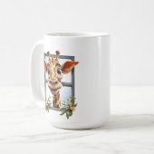 Mug Drôle dame de girafe ajouter du texte (Devant gauche)