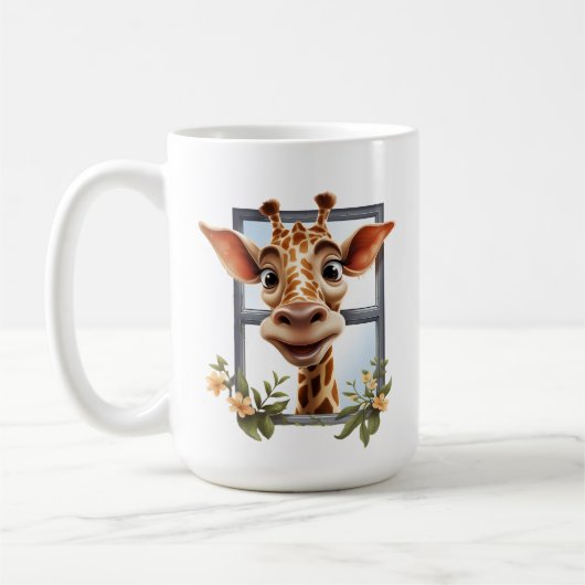 Mug Drôle dame de girafe ajouter du texte (Gauche)