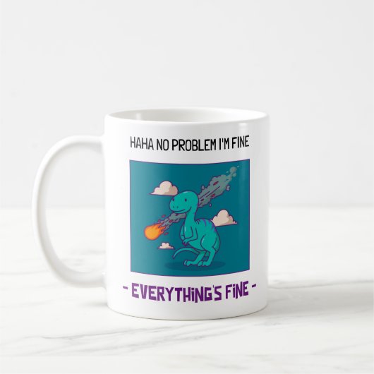 Mug Drôle d'astéroïde de dinosaure Tout va bien (Gauche)