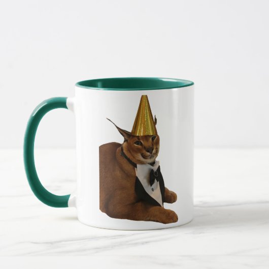 Mug Drôle de Big Floppa Anniversaire Chat Mème Double (Gauche)