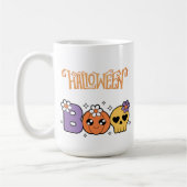 Mug Drôle de Boo Halloween blanc et orange (Gauche)
