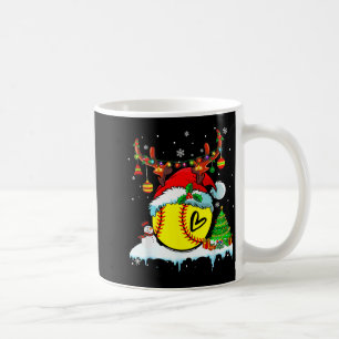 Mug Drôle de casquette de Noël de softball de lumières