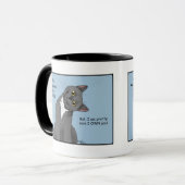 Mug Drôle de chat Fête des Pères Gris Chat Bleu (Devant gauche)