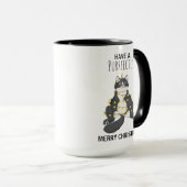 Mug Drôle de chat noir de Noël, humour d'hiver simple (Devant droit)