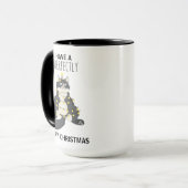 Mug Drôle de chat noir de Noël, humour d'hiver simple (Devant gauche)