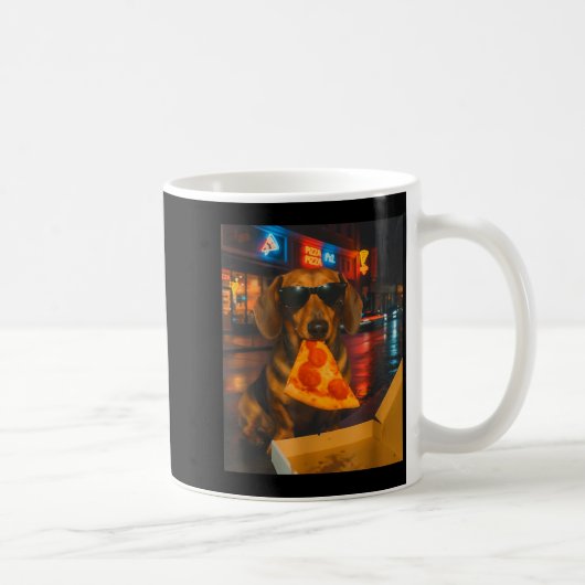 Mug Drôle de dachshund cool avec une tranche de pizza (Droite)