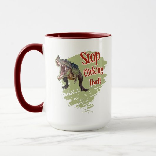 Mug Drôle de dinosaure arrête de cliquer (Gauche)