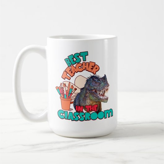Mug Drôle de dinosaure Meilleur enseignant de la class (Gauche)