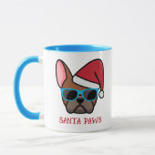 Mug Drôle de faon rouge Frenchie Santa Paws Noël (Gauche)