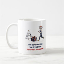 Mug drôle de jour de repos de Noël pour une coureu