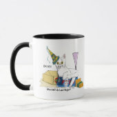 Mug Drôle de Lendemain de Nouvel An Chat Blanc (Gauche)