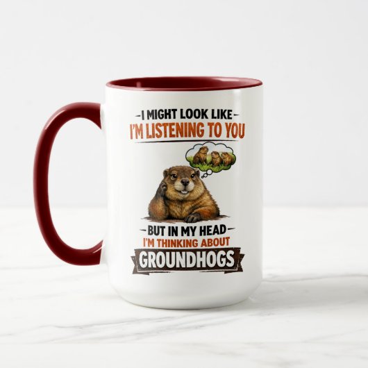 Mug Drôle de marmotte – “J'ai l'air d'écouter (Gauche)
